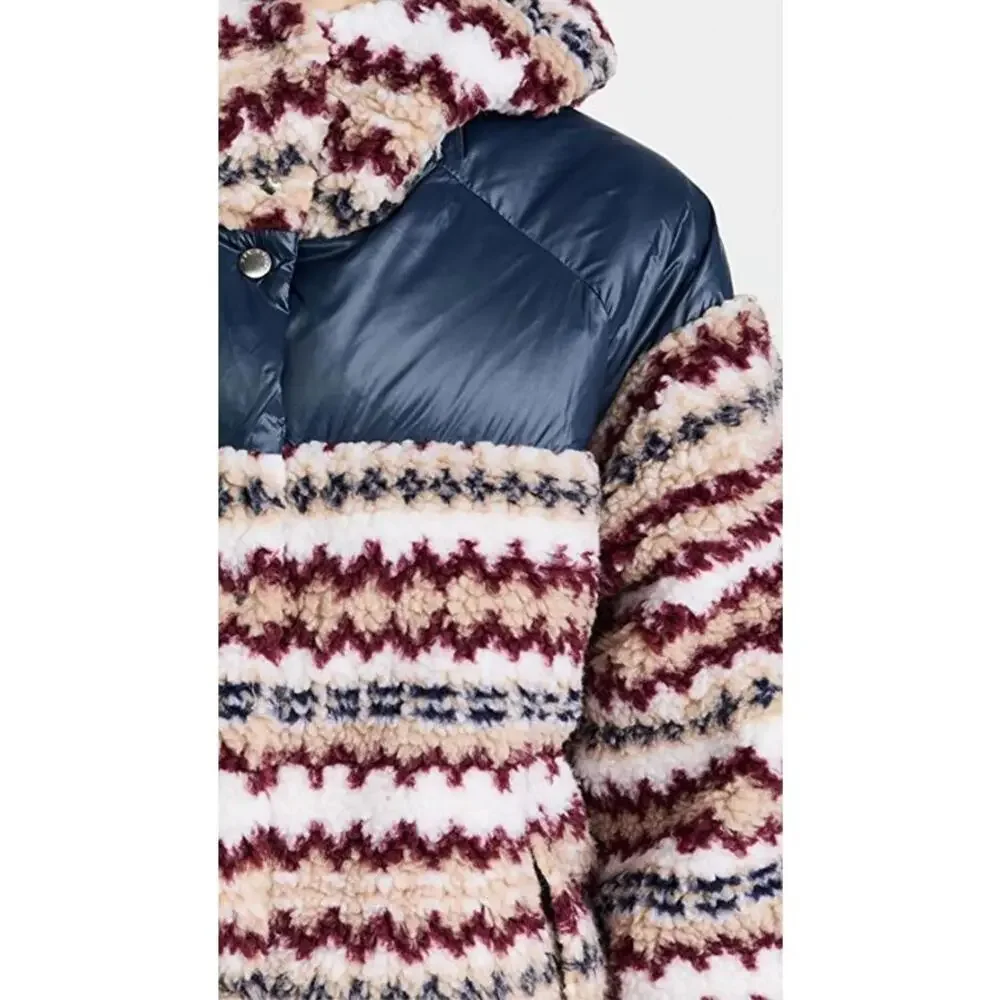 New Rag & Bone Women’s Joelle Sherpa Printed Puffer Down Jacket Size L - Picture 5 of 11